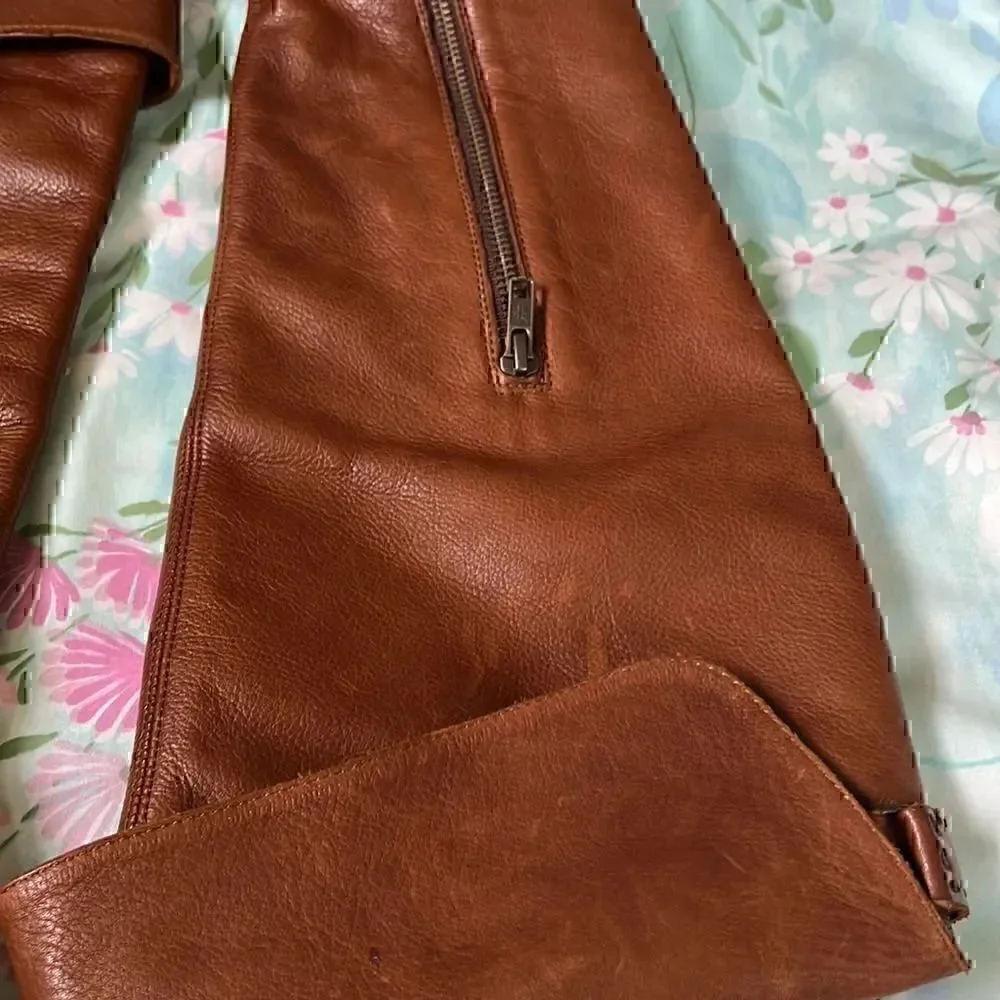 Frye Shirley Over the Knee Brown Leather Boots Cognac Color 8